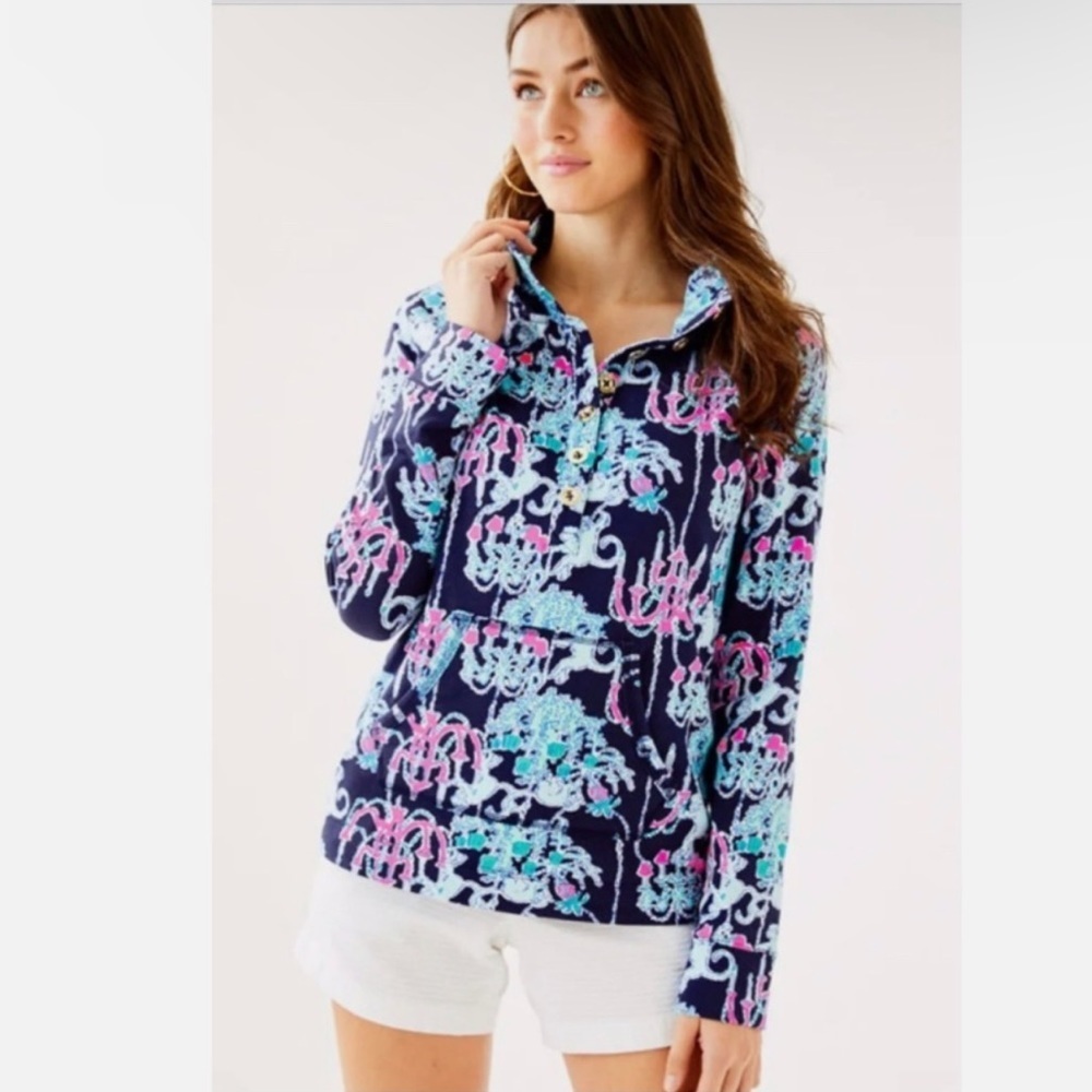 Lilly Pulitzer UPF 50+ Captain Popover in Pop Up Monkey Trouble size Small EUC